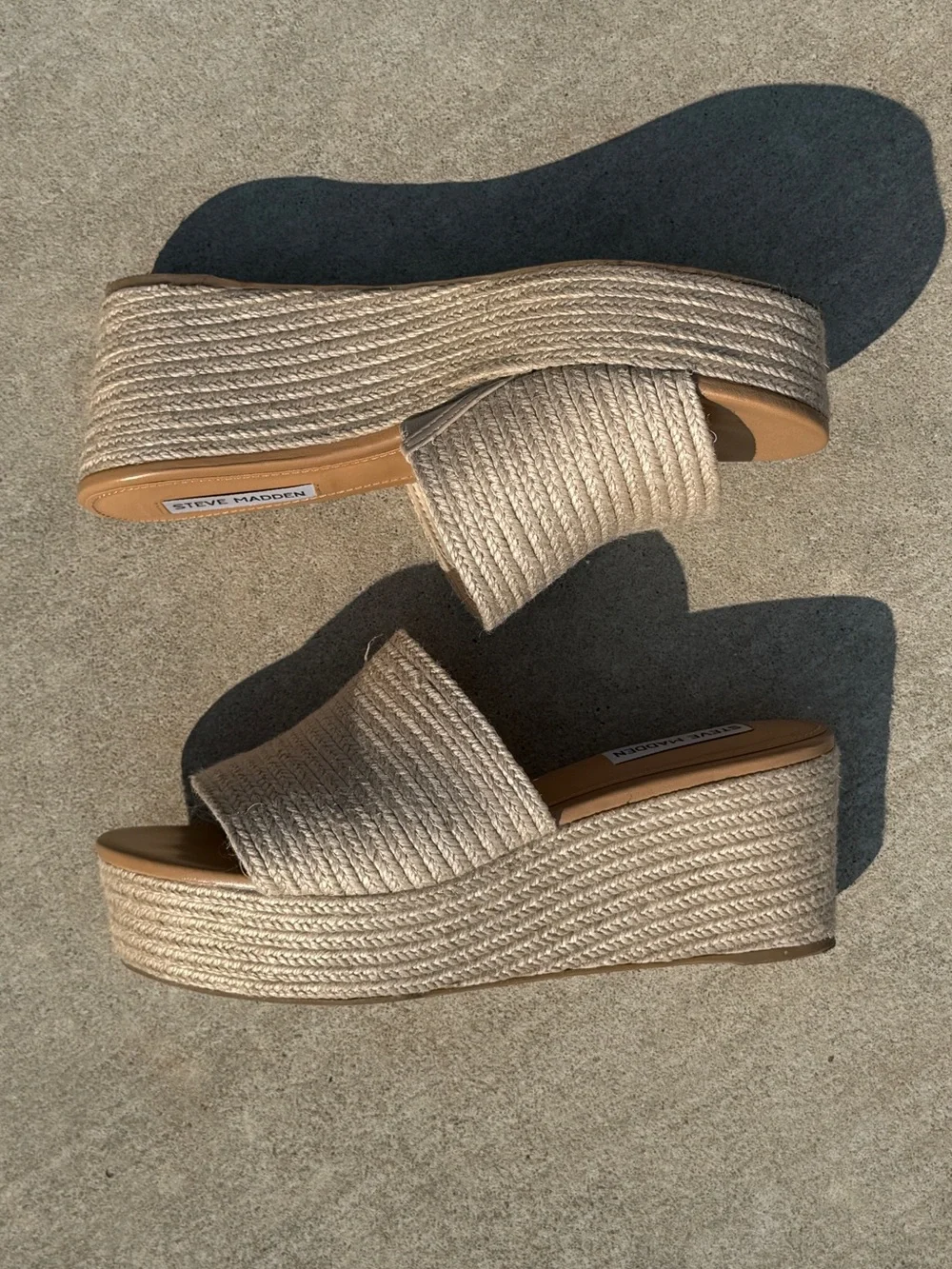 Steve Madden Beige Woven Slide Sandals